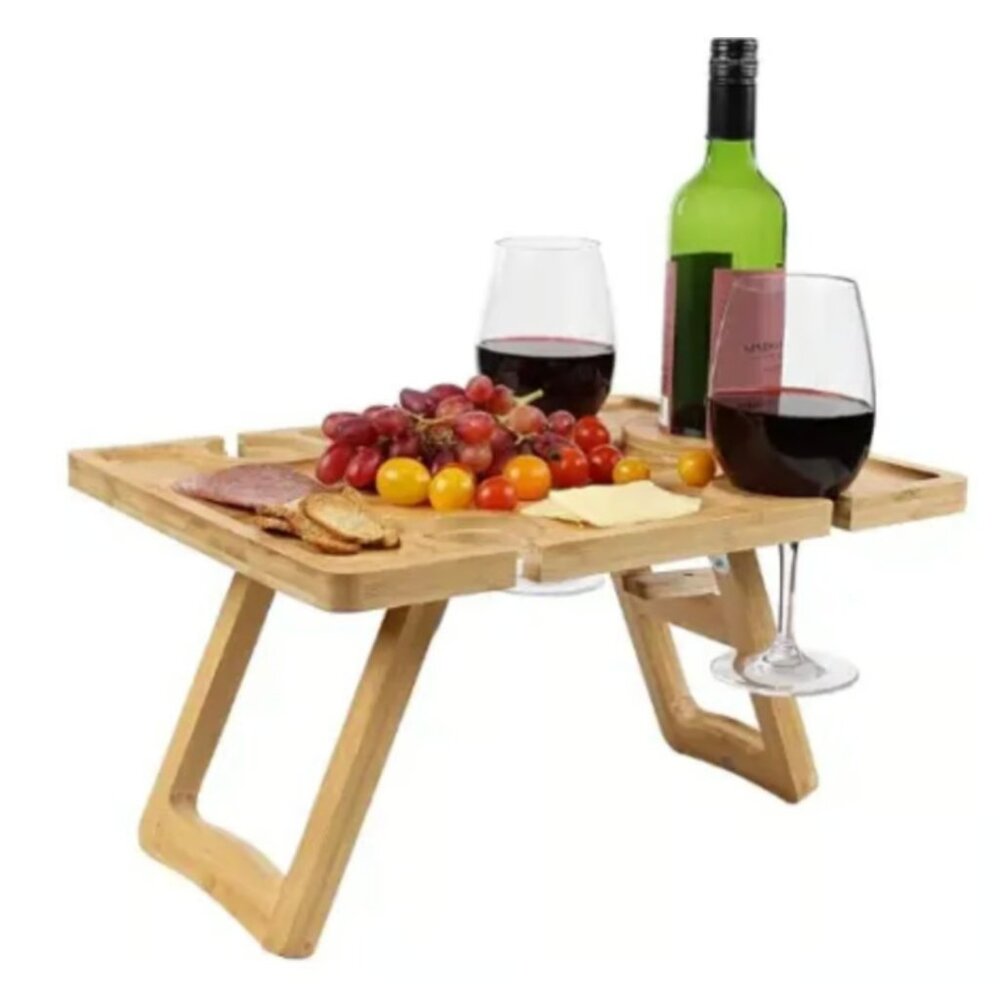 Portable Picnic Charcuterie Board Set | Wine Holders & 12oz Wine Glasses | NWT